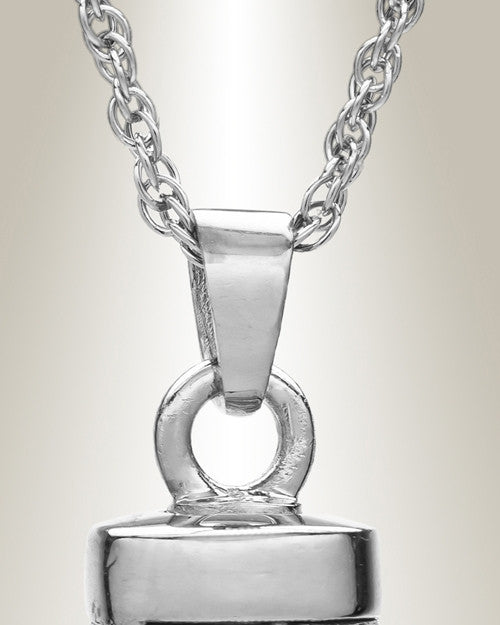 Sterling Silver Dashing Cylinder Memorial Pendant