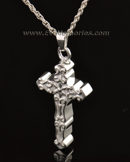 14k White Gold Delicate Cross Memorial Locket