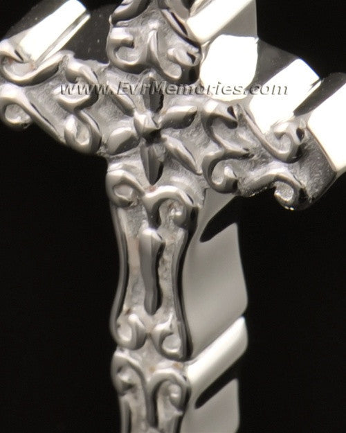14k White Gold Delicate Cross Memorial Locket