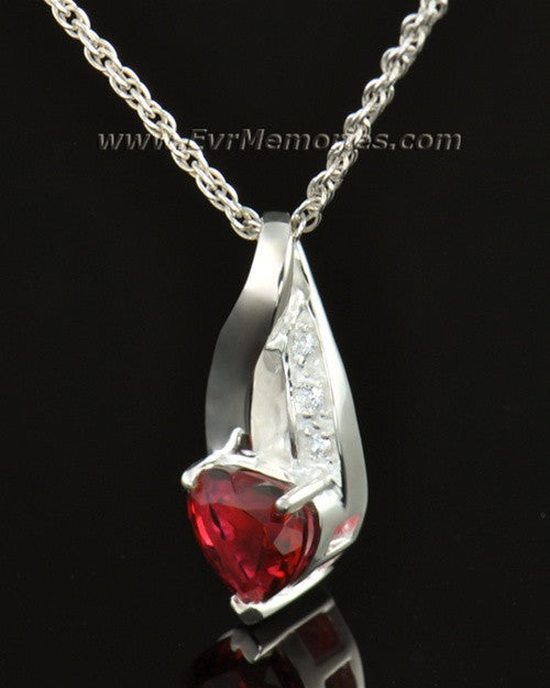 14k White Gold Flames of Love Memorial Locket