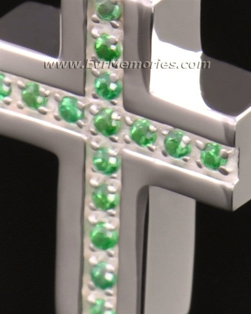14k White Gold Trusting Cross Memorial Locket