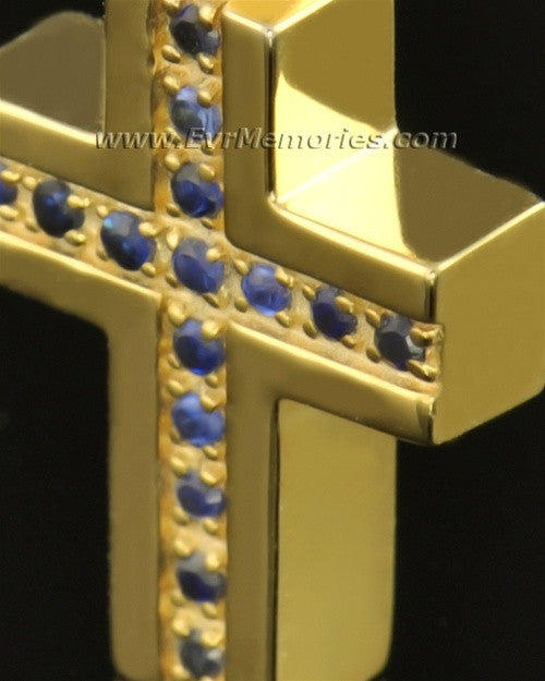 14k Gold Indigo Cross Memorial Locket