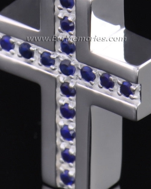 Sterling Silver Indigo Cross Memorial Locket