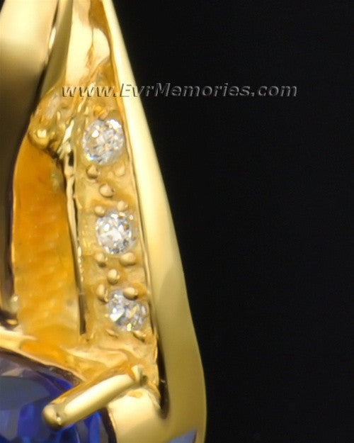 Gold Plated Deep Blue Heart Memorial Locket