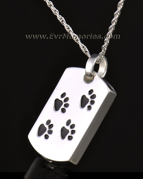 14k White Gold Walking Along Rectangle Pet Memorial Locket