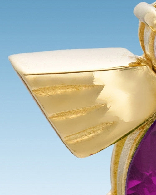 Gold Plated Divine Messenger with Purple Stone Keepsake
