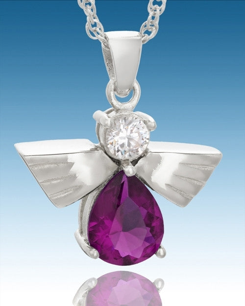 Sterling Silver Divine Messenger with Purple Stone Keepsake