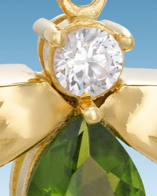 Gold Plated Divine Messenger with Green Stone Keepsake