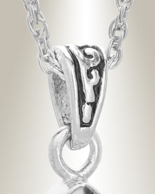 Stainless Steel Ornamental Teardrop with Red Stone Pendant Keepsake