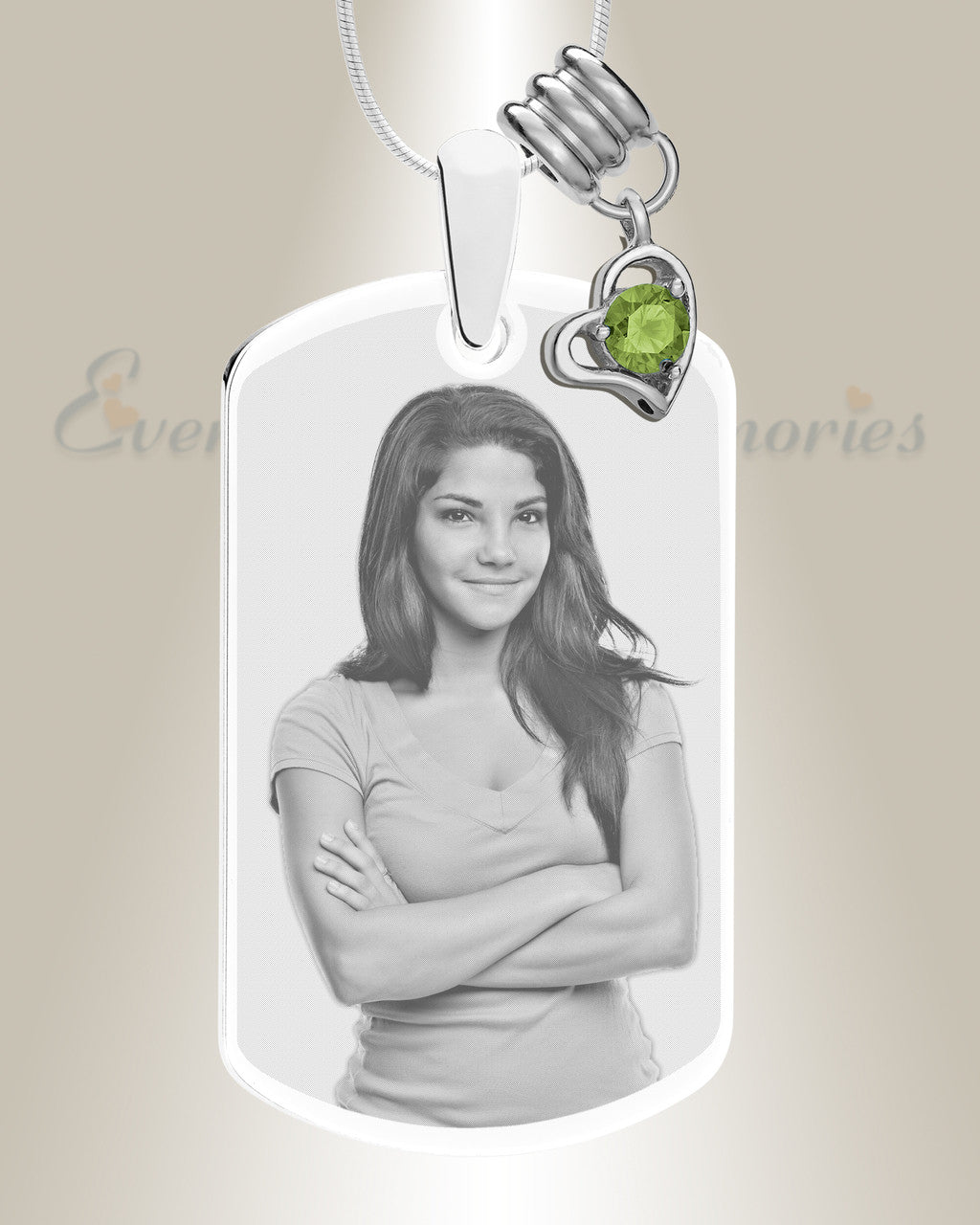 Large Photo August Dog Tag Stainless Engraved