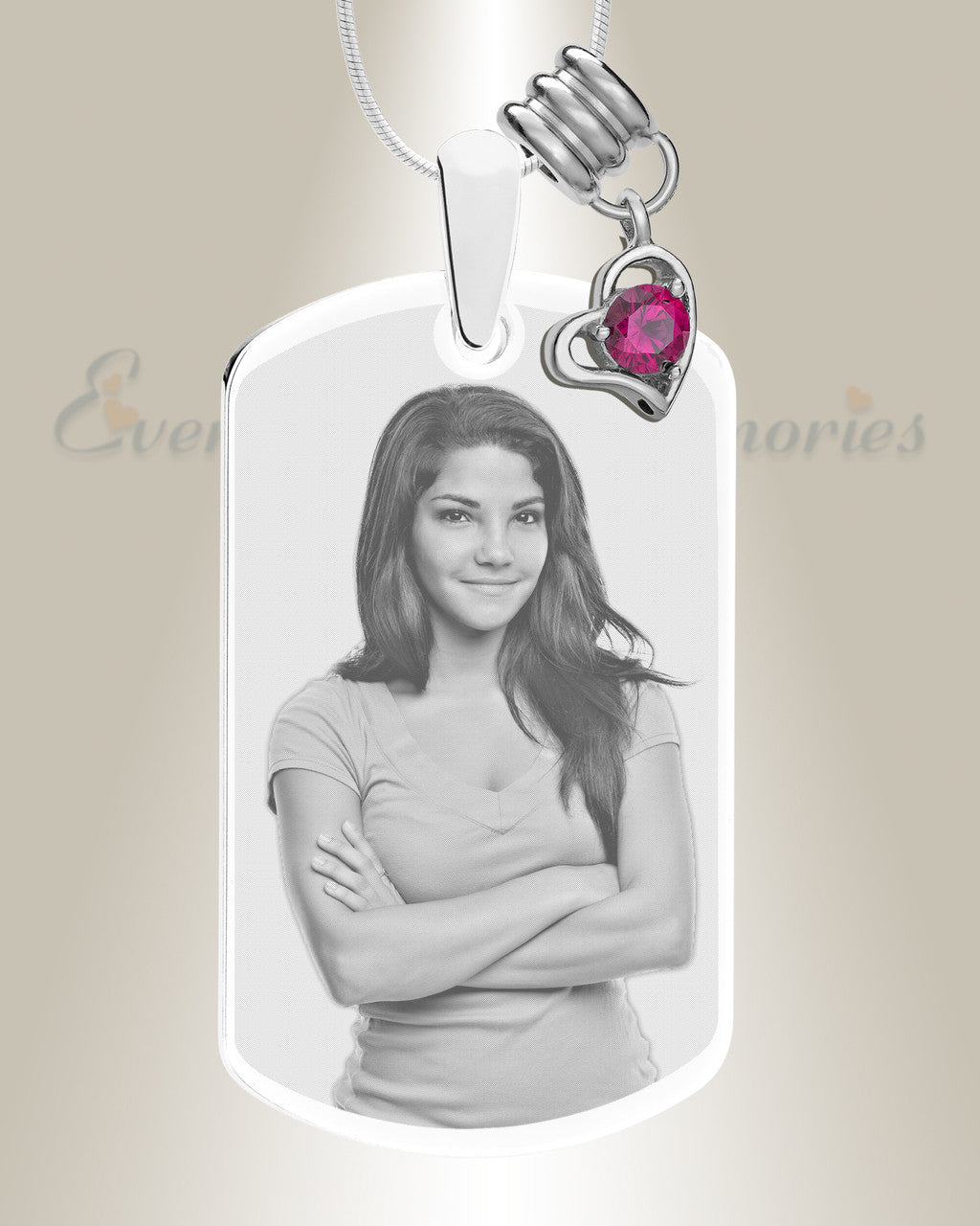 Large Photo July Dog Tag Stainless Engraved