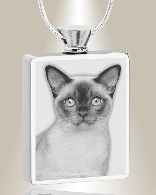 Rectangle Stainless Steel Photo Engraved Pet Ash Pendant
