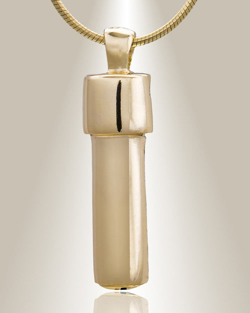 Gold Plated Simple Cylinder Cremation Jewelry