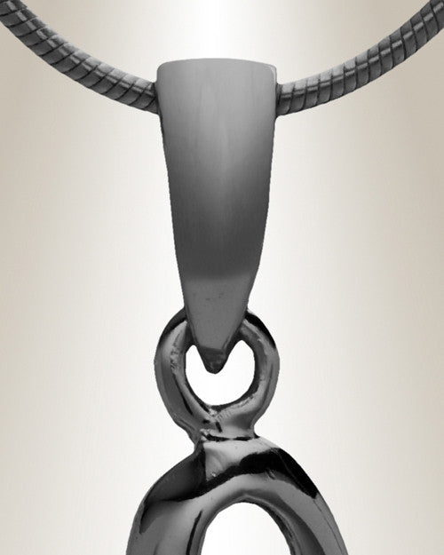 Black "U" Initial Cremation Jewelry