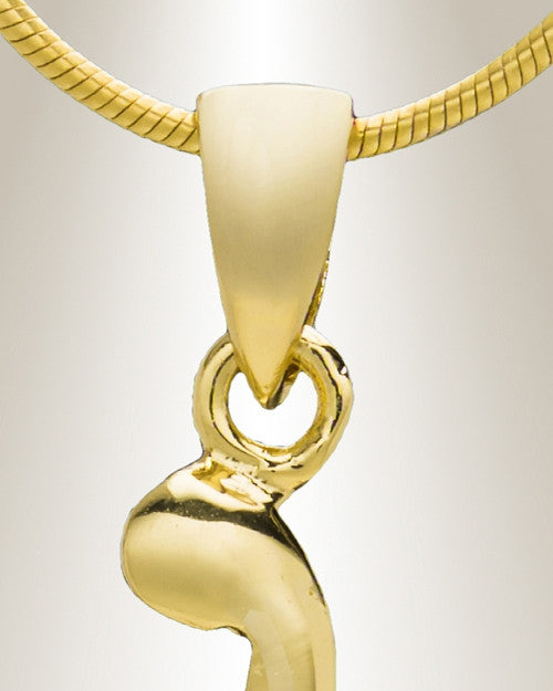 Gold "W" Initial Cremation Jewelry