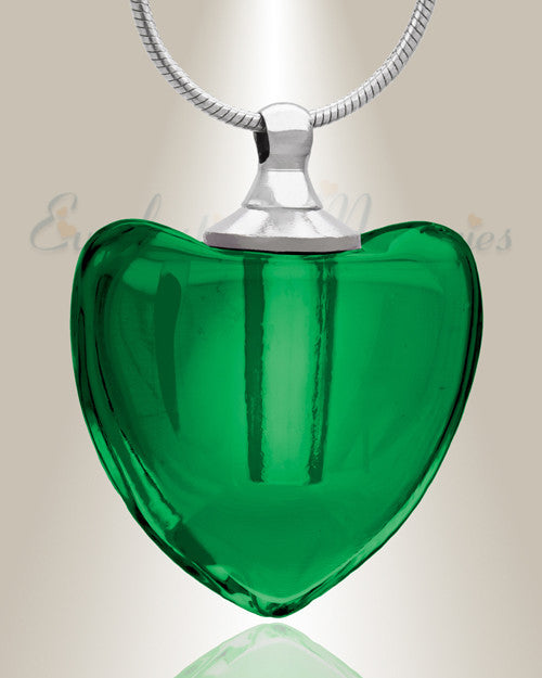 Glass Locket Green Heaven Heart Ash Jewelry