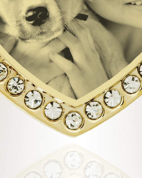 Gem Heart Photo Engraved Gold Plated over Stainless Pet Keepsake