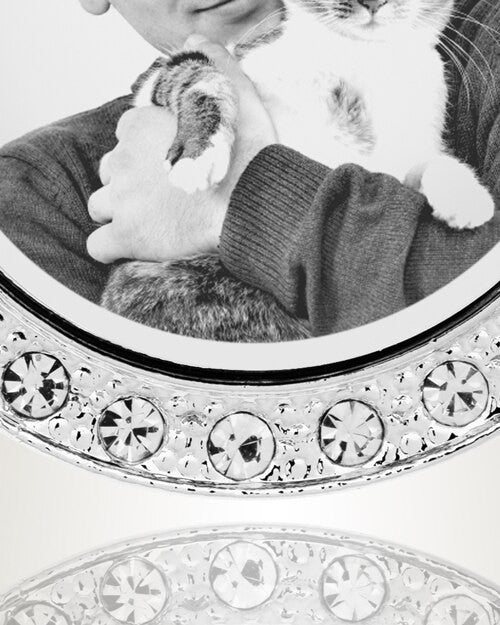 Gem Circle Photo Engraved Stainless Pet Keepsake