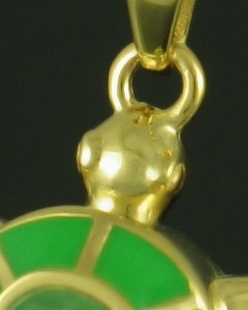 Gold Plated Green Turtle Memorial Necklace