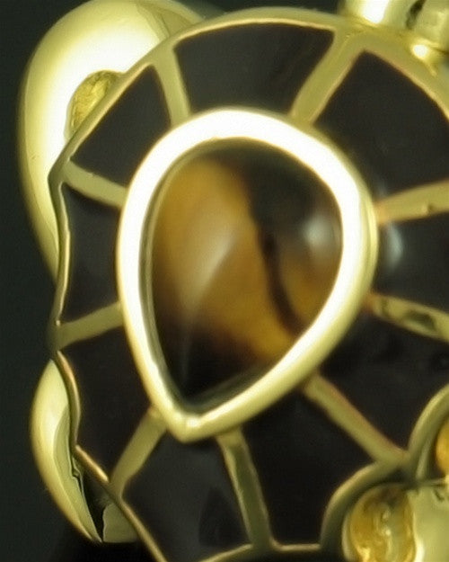 Gold Plated Amber Turtle Locket Jewelry