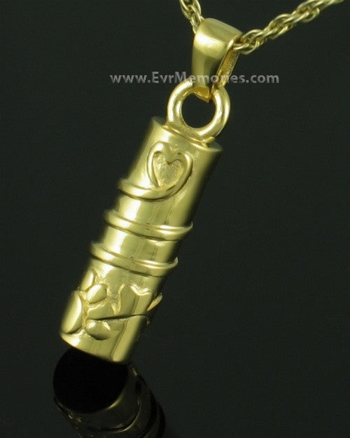 Gold Plated Buddy Cylinder Cremation Jewelry