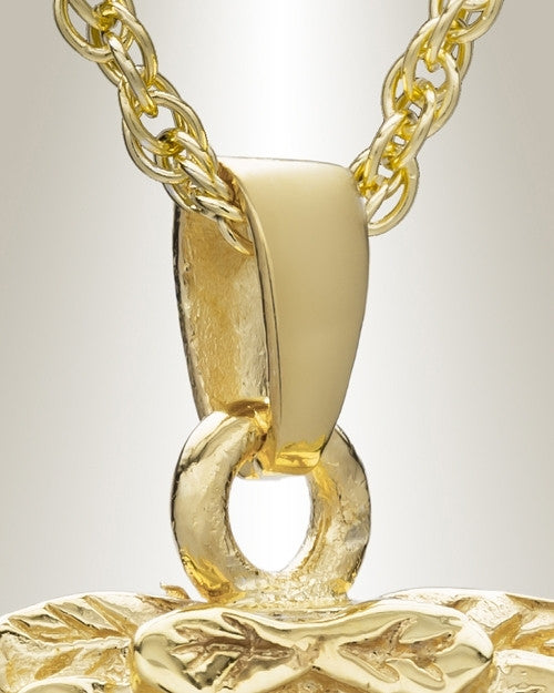 Gold Plated Feathered Heart Cremation Charm