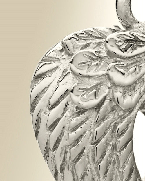 14k White Gold Feathered Heart Cremation Charm