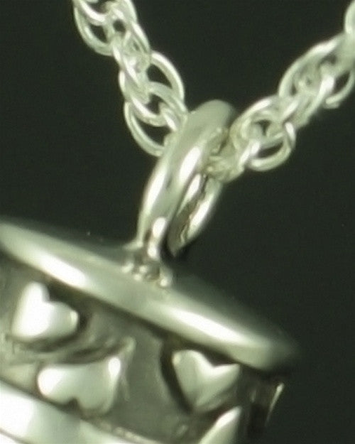 Sterling Silver Hearts Cylinder Ash Pendant