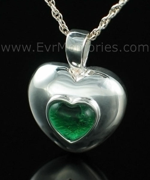 Sterling Silver May Heart Memorial Locket