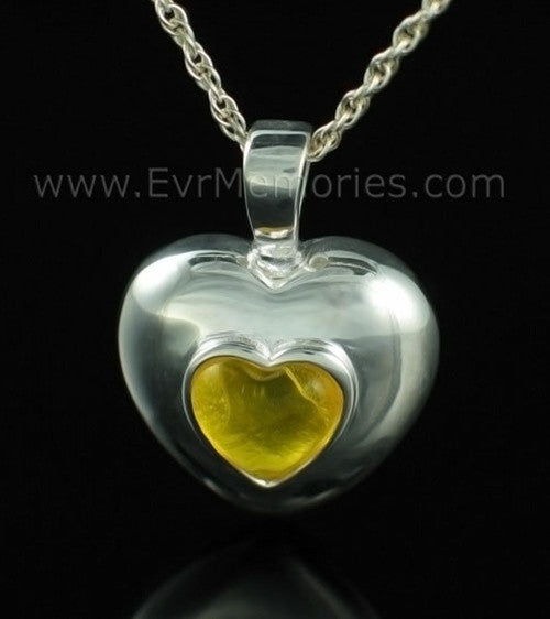 Sterling Silver November Heart Funeral Jewelry