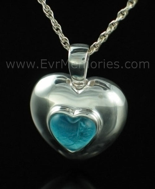 Sterling Silver December Heart Cremation Keepsake