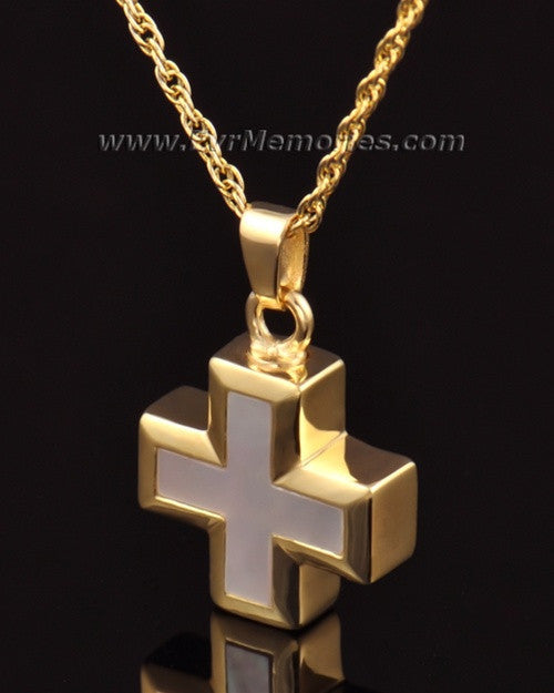 14K Gold Oceanic Cross Jewelry Urn