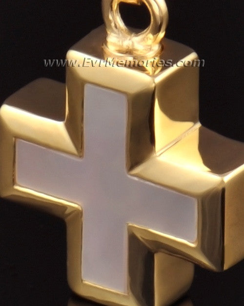 14K Gold Oceanic Cross Jewelry Urn