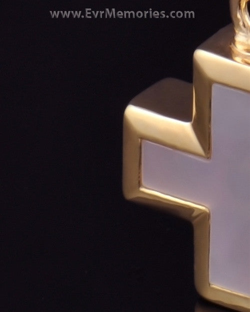14K Gold Plated Oceanic Cross Jewelry Urn