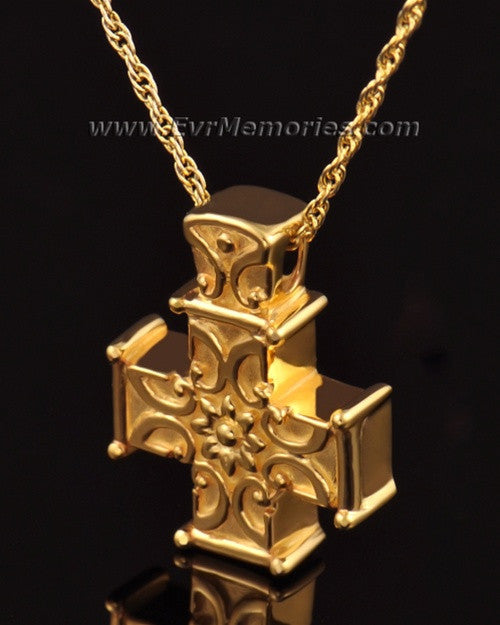 14K Gold Companion Memory Cross Jewelry Urn
