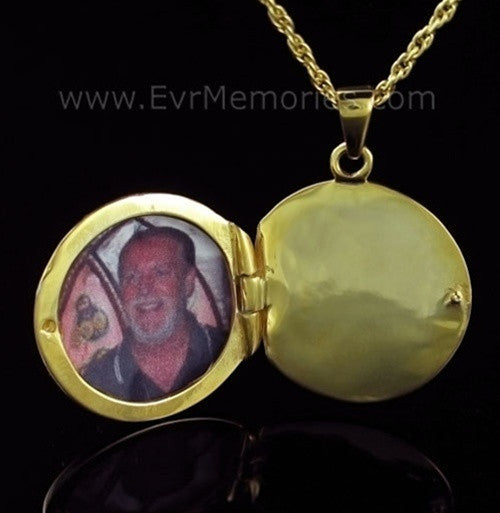 14K Gold Plated Sophisticate Round Memorial Locket