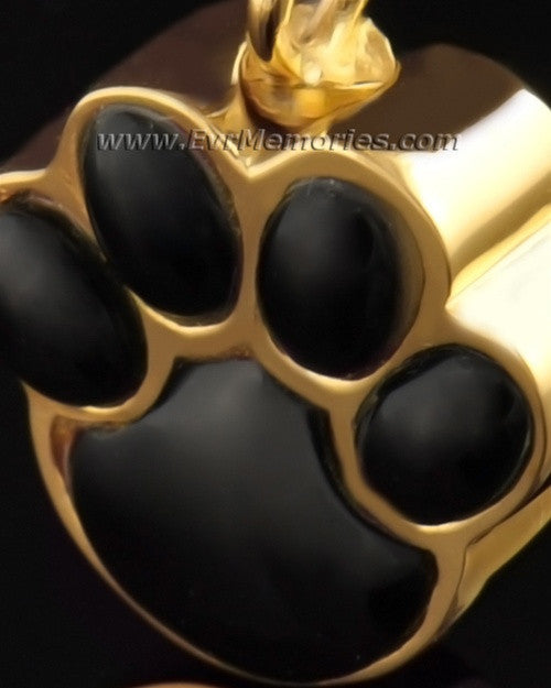 14K Gold Plated Onyx Paw Funeral Jewelry
