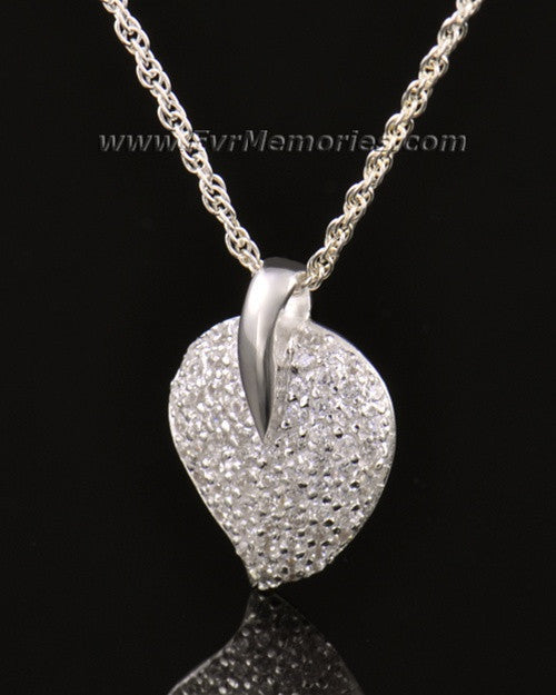14K White Gold Blaze Heart Urn Keepsake