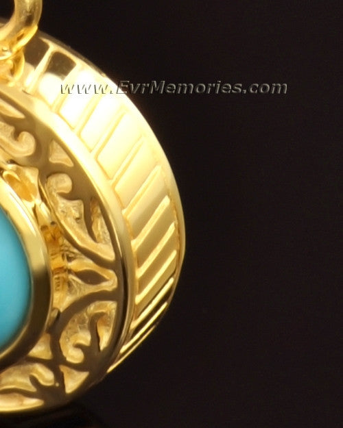 14K Gold Turquoise Urn Locket