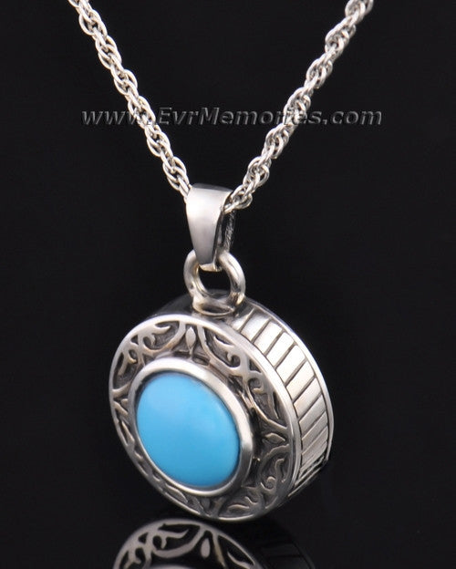 Sterling Silver Turquoise Cremation Urn Keepsake
