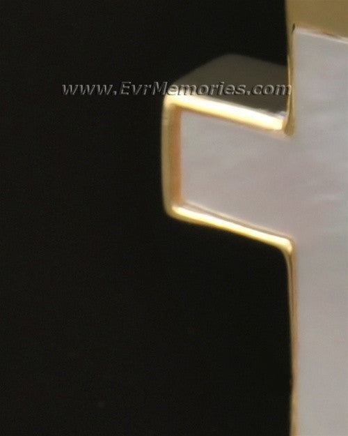 14K Gold Pearly Cross Funeral Jewelry
