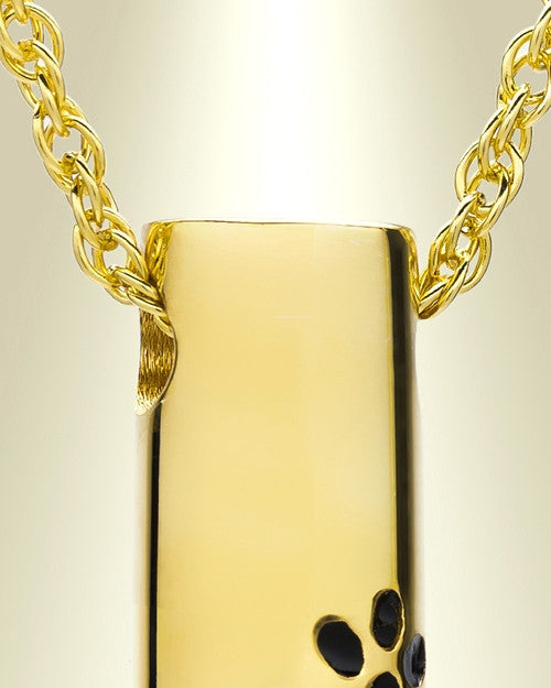 14K Gold Paw Cylinder Urn Keepsake