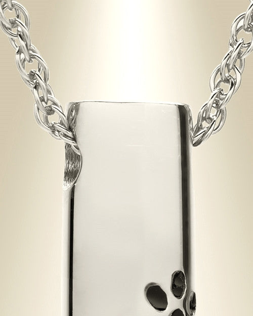 14K White Gold Paw Cylinder Jewelry Urn