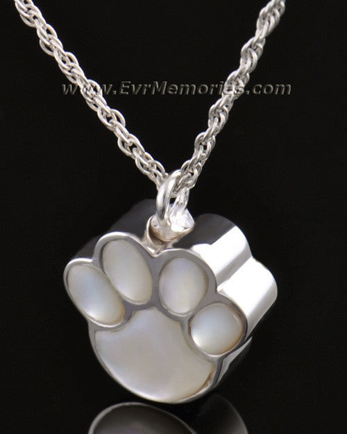 14K White Gold Pearly Paw Funeral Jewelry