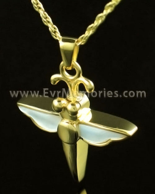 14K Gold Dewy Dragon Urn Necklace