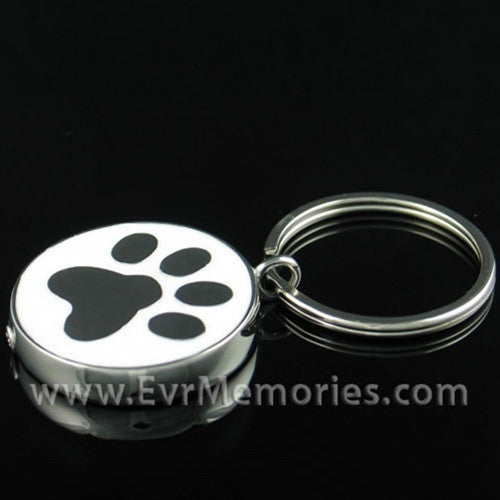 Stainless Steel Muddy Paw Keychain Cremation Urn Keepsake