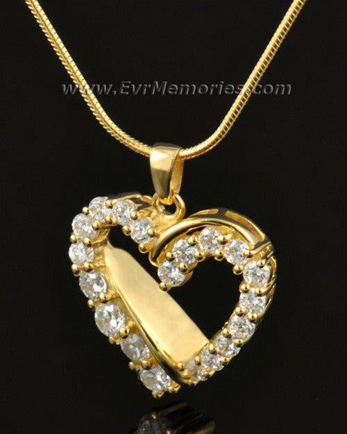 14K Gold Glimmer Heart Funeral Jewelry