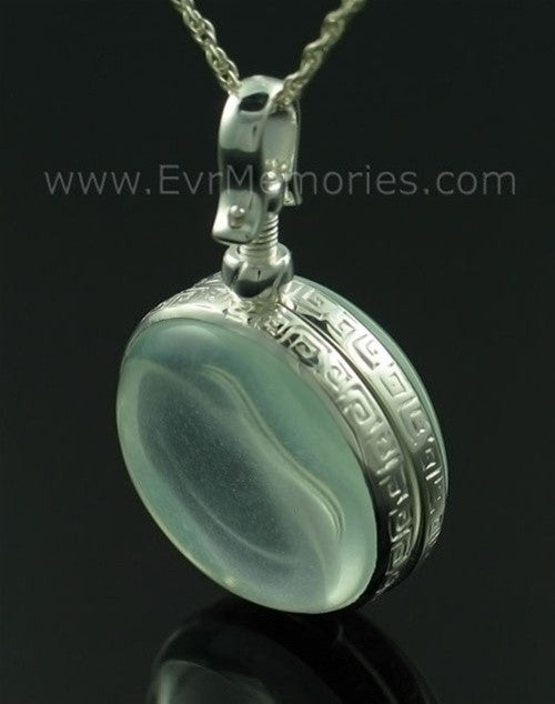 Sterling Silver Round Glass Memorial Jewelry Urn