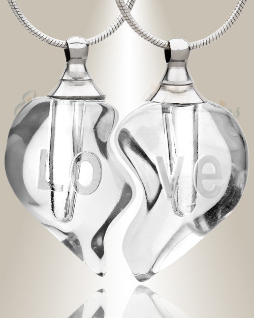 Glass Locket Clear Partnership Heart Cremation Jewelry