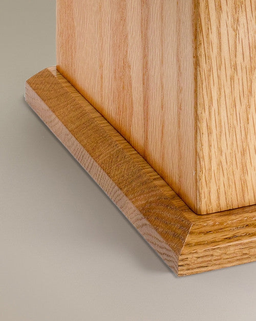 Square Oak Cremation Urn w/ Walnut Cross